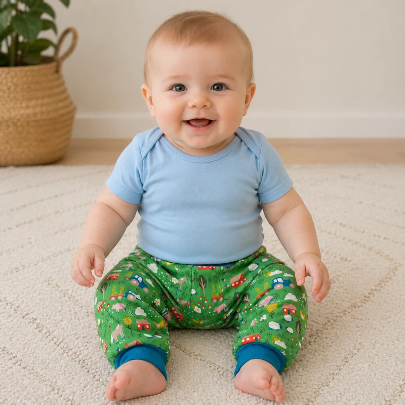 Bébé qui porte un FRUGI Pantalon Green Life at the Farm