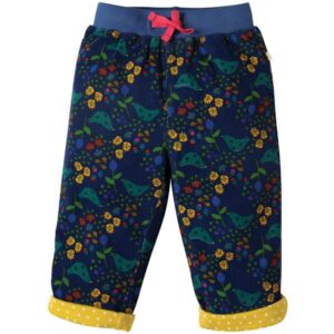 FRUGI Pantalon doublé avec oiseaux et fleurs