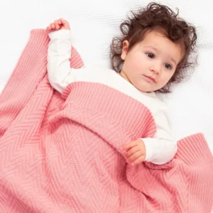 KITE Couverture tricotée rose poudré